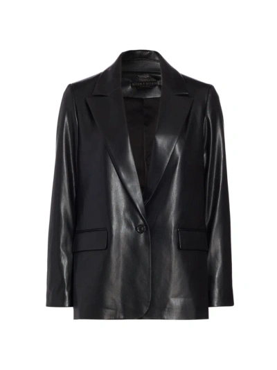 Alice And Olivia Women's Denny Vegan Leather Blazer In Black