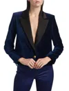 Alice And Olivia Velvet Blazer In Blue