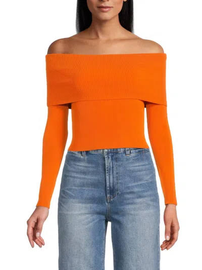 Alice And Olivia Women's Dolan Off-the-shoulder Crop Top In Orange Blaze
