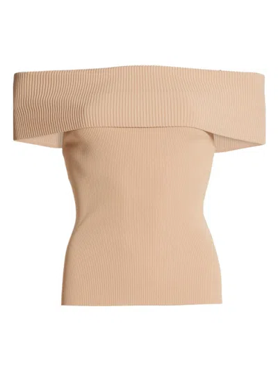 Alice And Olivia Dolan Off-shoulder Top In Almond