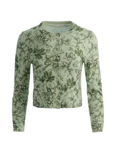 Alice And Olivia Women's Dollie Floral Cotton-blend Cardigan In Green