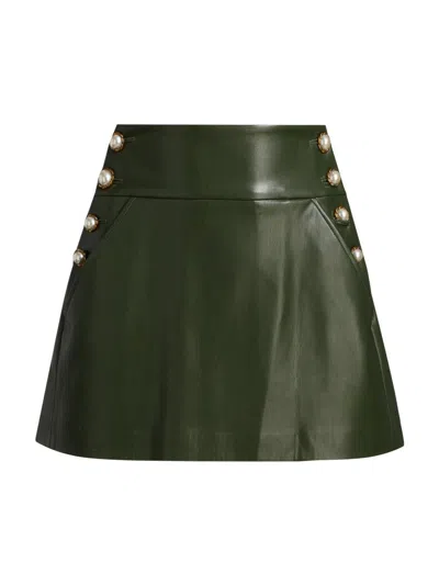 Alice And Olivia Women's Donald Faux-leather Side-button Miniskirt In Green