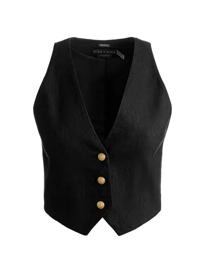 Alice And Olivia Women's Donna Crop Vest In Black