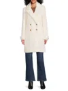 Alice And Olivia Women's Double-breasted Faux Shearling Coat In White