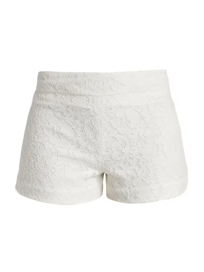 Alice And Olivia Women's Dunn Lace Mid-rise Shorts In Off White