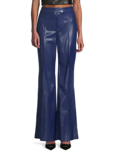 Alice And Olivia Women's Dylan Faux-leather Flare-leg Pants In Midnight