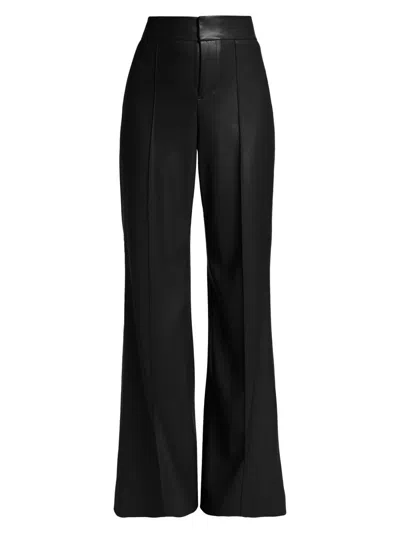 Alice And Olivia Women's Dylan Wide-leg Faux Leather Trousers In Black
