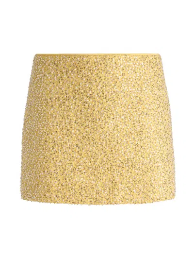 Alice And Olivia Women's Ecenia Sequin-embellished Tweed Miniskirt In Yellow