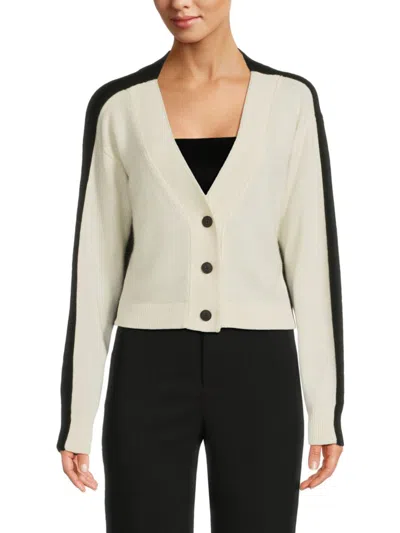 Alice And Olivia Women's Edelman Contrast-trim Wool-cashmere Cardigan In Neutral