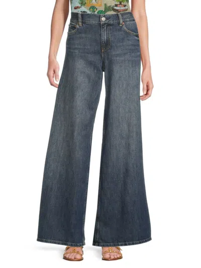 Alice And Olivia Women's Elasticized Waist High-rise Wide-leg Jeans In Blue