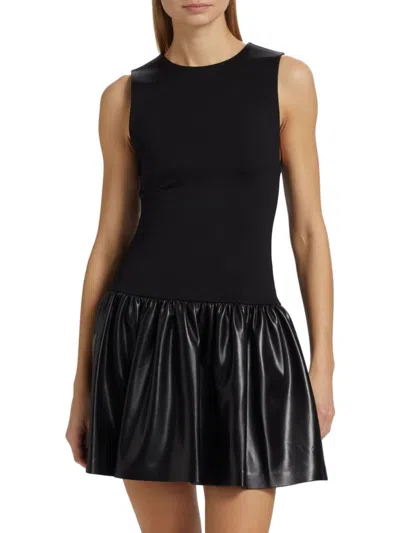 Alice And Olivia Women's Ella Faux Leather Minidress In Black