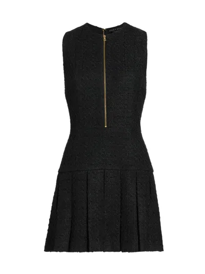 Alice And Olivia Women's Ellis Pleated Drop-waist Minidress In Black