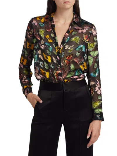 Alice And Olivia Women's Eloise Butterflies Silk Blouse