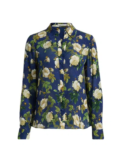 Alice And Olivia Twilight Rose Eloise Button-front Blouse In Multi