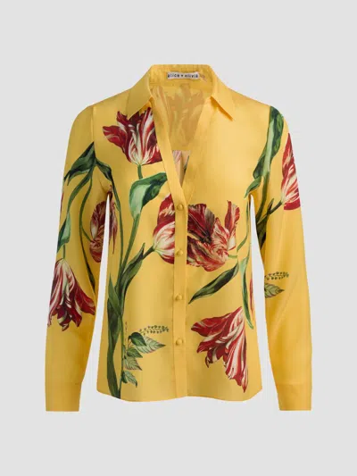 Alice And Olivia Women's Eloise Tulip Print Silk Blouse