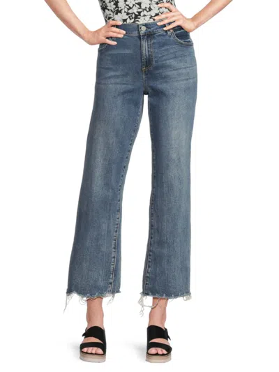Alice And Olivia Women's Ember Raw-hem Wide-leg Jeans In Blue