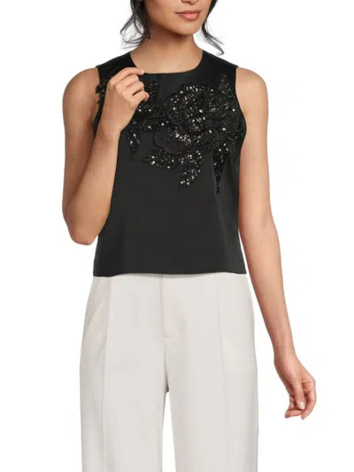 Alice And Olivia Women's Embroidered Sequin Top