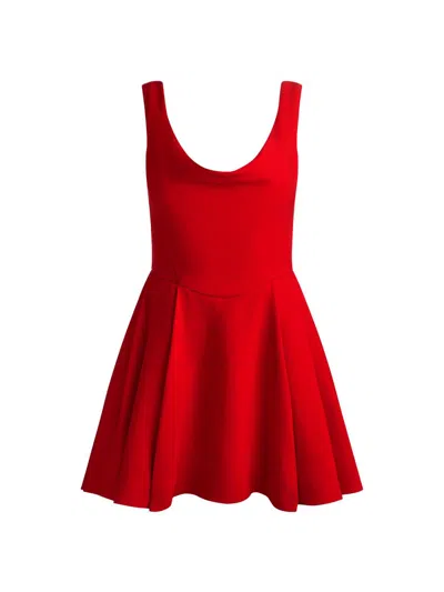 Alice And Olivia Estrella Draped Flare Mini Dress In Red