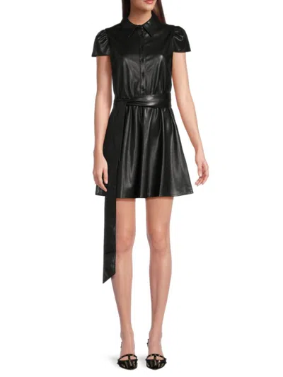 Alice And Olivia Women's Faux Leather Mini Dress In Black