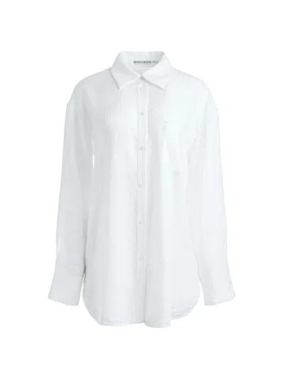 Alice And Olivia Women's Finely Cotton-blend Oversized Shirt In Off White