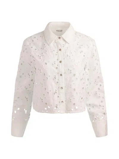 Alice And Olivia Women's Finely Cotton-blend Crop Denim Shirt In Blue