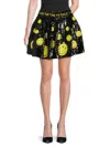 Alice And Olivia Women's Fizer Smiley Sequin Graphic Miniskirt In Black Multi