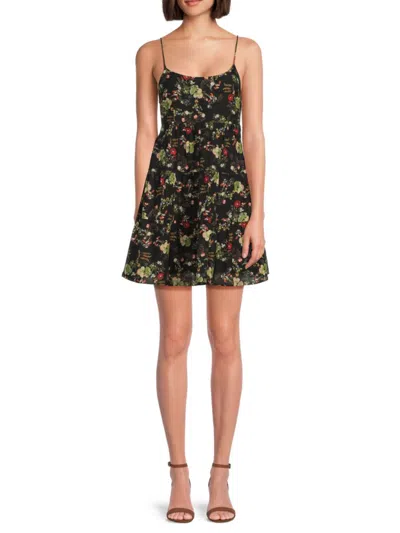 Alice And Olivia Alice + Olivia Collen Spaghetti Strap Mini Dress In Blush Kiss Black