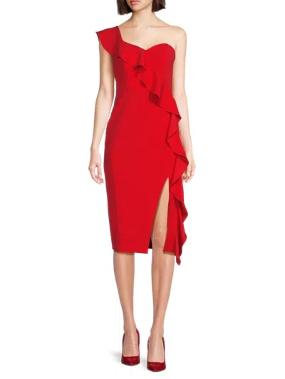 Alice And Olivia Women's Flutter Crepe Sheath Cocktail Dress In Flame Red