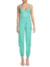 ALICE AND OLIVIA WOMEN'S FRIDA FAUX LEATHER CARGO JUMPSUIT