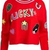 ALICE AND OLIVIA WOMEN GLEESON EMBEL PATCH PULLOVER SWEATER