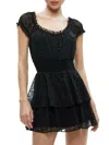 Alice And Olivia Gracie Womens Smocked Tiered Romper In Black