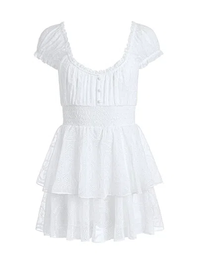 Alice And Olivia Women's Gracie Eyelet Chiffon Romper In Off White