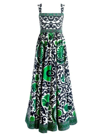 Alice And Olivia Women's Guinevere Floral Damask Bustier Maxi Dress In Monarch Light Emerald