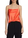 Alice And Olivia Harmon Draped Satin Tank Top In Coral Suntan