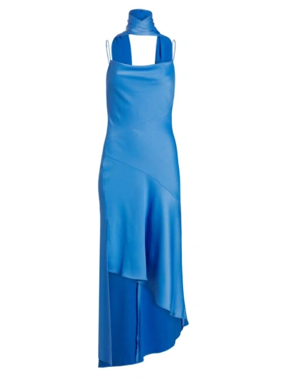 Alice And Olivia Women's Harmony Asymmetric Midi-dress In French Blue