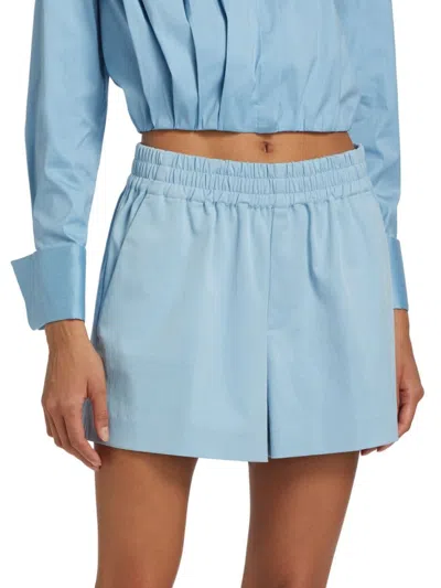 Alice And Olivia Women's Harris Cotton Twill Boxer Shorts In Blue