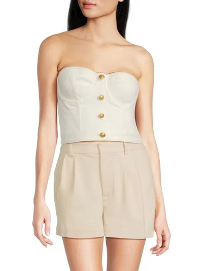 Alice And Olivia Women's Hensley Button-front Bustier Top In White