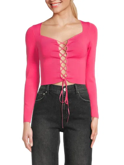 ALICE AND OLIVIA WOMEN'S HILARIA LACE UP TOP