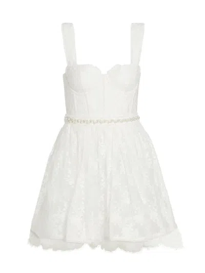 Alice And Olivia Women's Hope Embellished Organza Minidress In Off White