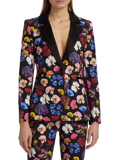 Alice And Olivia Women's Hundley Floral Tailored Blazer In Black