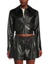 Alice And Olivia Women's Hyde Cropped Faux Leather Jacket In Black