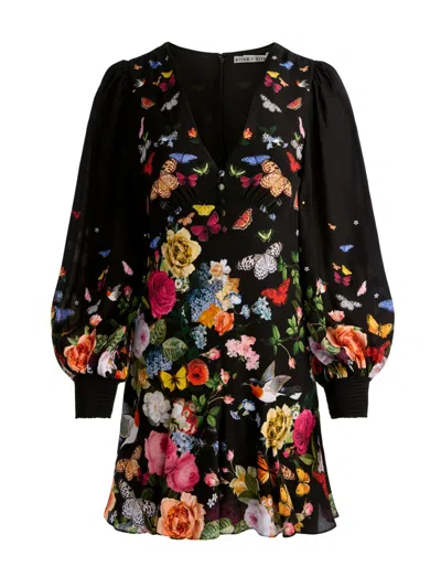 Alice And Olivia Irene Mini Dress Solar Strength Black In Multi