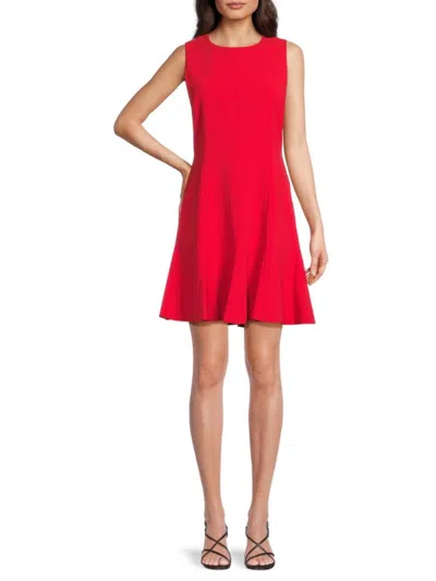 Alice And Olivia Women's Isa Crewneck Flare Minidress In Red