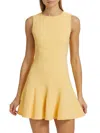 Alice And Olivia Women's Isa Crewneck Flare Minidress In Yellow