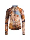 Alice And Olivia Jade Mesh Button Down Renaissance Fair In Multi