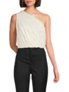 Alice And Olivia Jeane Draped Cropped Top In Off White
