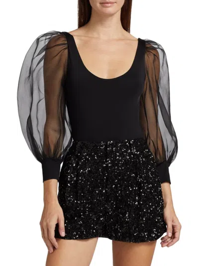 Alice And Olivia Women's Jillianne Semi-sheer-bodysuit In Multi