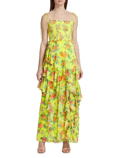Alice And Olivia Women's Jocelyn Tiered Ruffle Maxi Dress In Floral