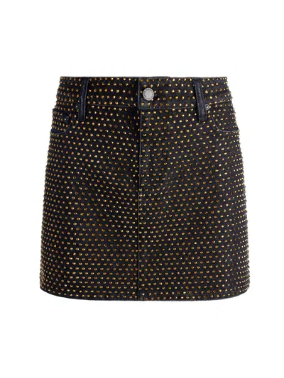 Alice And Olivia Women's Joss Embellished Denim Miniskirt In Black