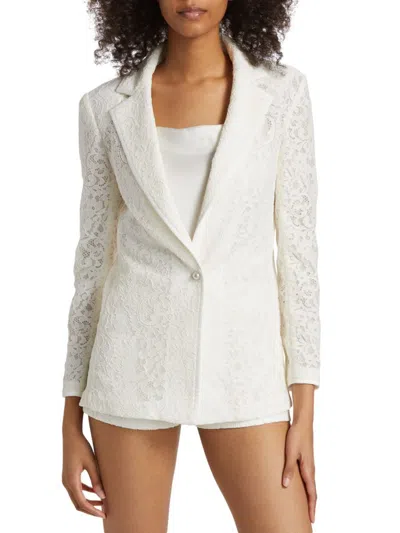 Alice And Olivia Judith Corded Lace Blazer In Ivory